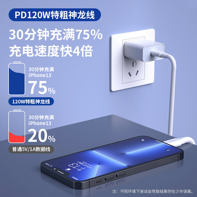 iPhone 13 Apple Pd Fast Charging Data Cable 120W Suitable for iPad 13 Xr 11 Pro Max 120W Mobile Phone Charger Type-C to Lightning XS Tablet Extended 1.5m Max Flash Charging Cable