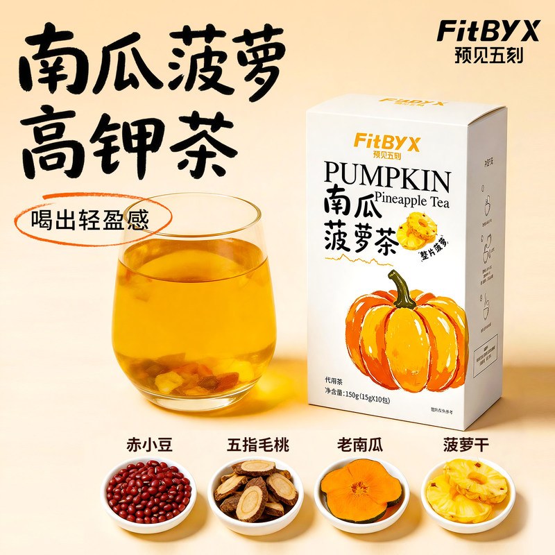 Fitbyx Pumpkin Pineapple Tea with Five Finger Peach for Moisture Removal, No-Boil Instant Sodium-Reducing Dried Fruit Health Tea Fitbyx Pumpkin Pineapple Tea with Five Finger Peach for Moisture Removal, No-Boil Instant Sodium-Reducing Dried Fruit Health Tea