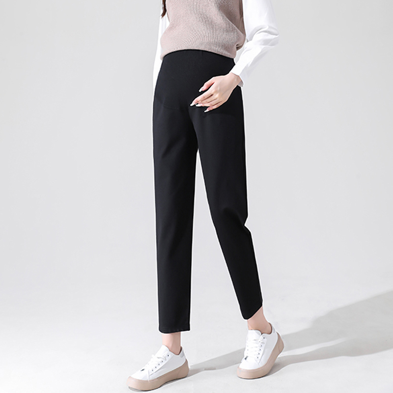 Plus-Size Maternity Pants for Autumn, Cropped Carrot-Leg Cigarette Pants, Autumn and Winter, Non-Tight on the Belly, Summer Black Suit Pants, Autumn Wear Plus-Size Maternity Pants for Autumn, Cropped Carrot-Leg Cigarette Pants, Autumn and Winter, Non-Tight on the Belly, Summer Black Suit Pants, Autumn Wear