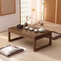 Solid wood tatami coffee table Japanese style bay window small table Zen tea table balcony floor low table simple Kang table Kang table
