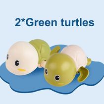 2PCS Cute Green Turtles Clockwork Baby Bath Toys Swimming Po