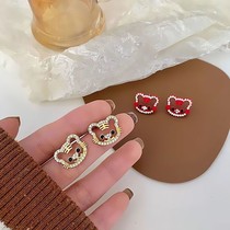 Small Old Tiger Ears Nails Female Red Ben Year Tiger Year New Fashion Pop Earrings Belong To Tiger Ornament Personality Gift