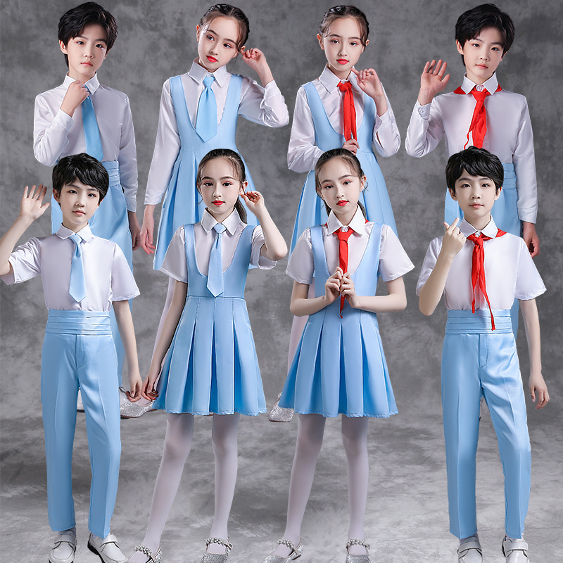 June 1st children's chorus performance costumes, primary and secondary school students' poetry recitation, innocence to the party speech competition performance costumes