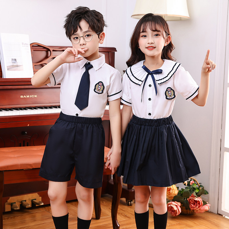 June 1 children's chorus performance clothing kindergarten garden uniform graduation photo performance clothing summer primary school students British style class clothing