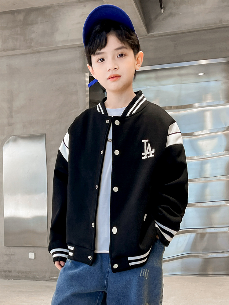 Boys spring and autumn baseball uniform jacket 2022 new western style boy autumn net red big boy fried street top