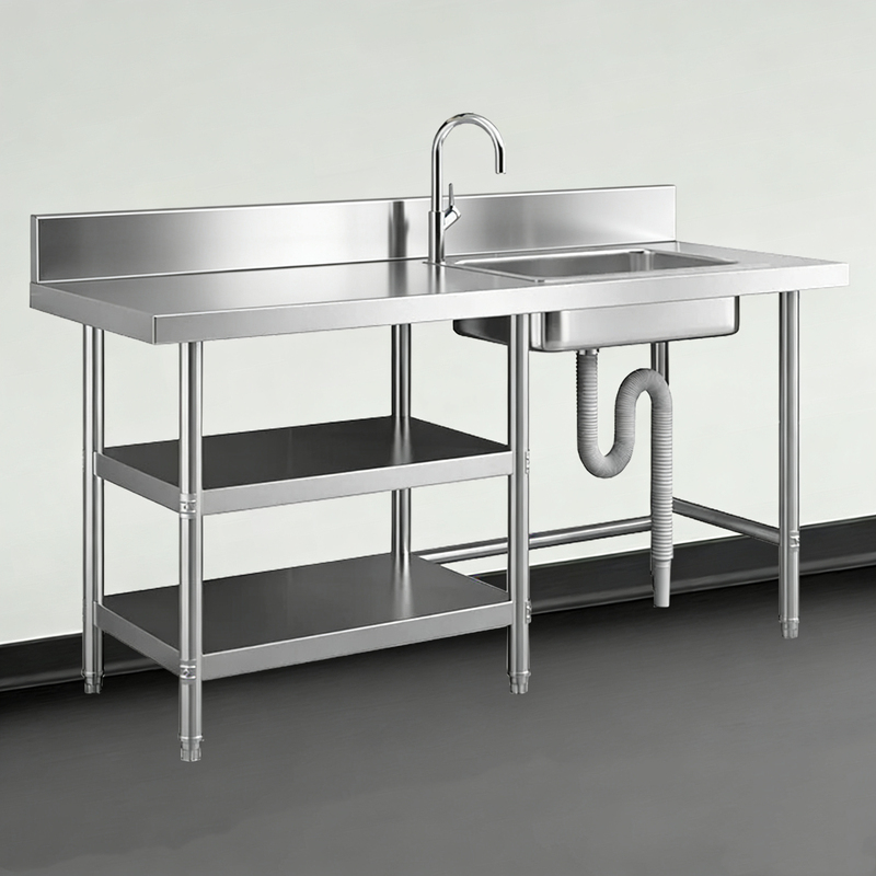 Stainless Steel Kitchen Stove Rack with Sink, Backboard, Storage Rack, Dishwashing Sink, Storage and Organization, Gas Rack