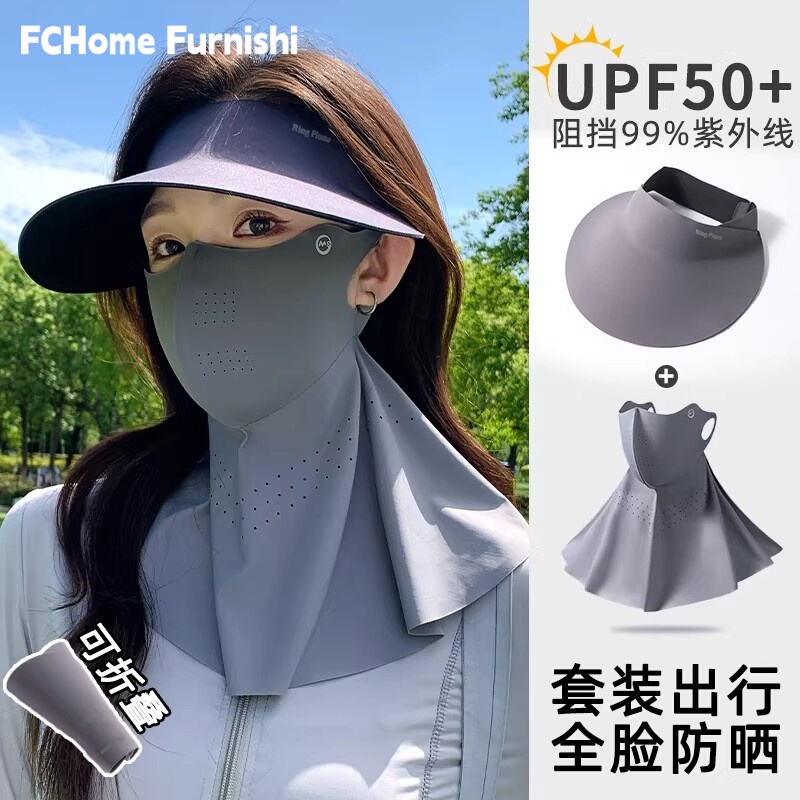 Japanese Full-Face Sun Protection Mask, Facekini for Women, Uv Protection, Ice Silk Sunshade Hat, Mask, Neck and Neck Protector All in One