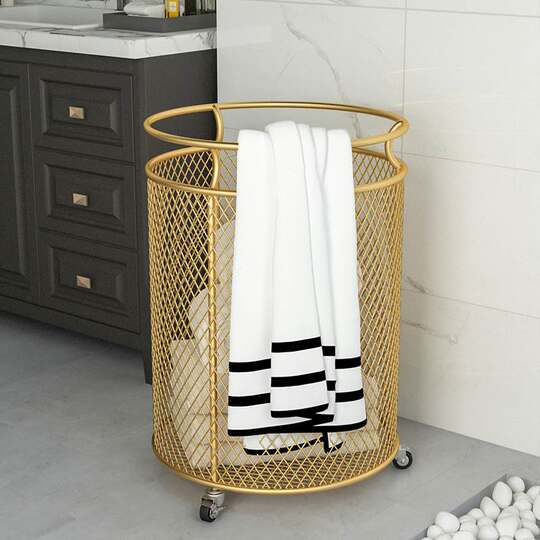 Nordic ins Style Simple Laundry Basket Iron Storage Basket Home Light Luxury Dirty Clothes Storage Bin Bathroom Laundry Basket