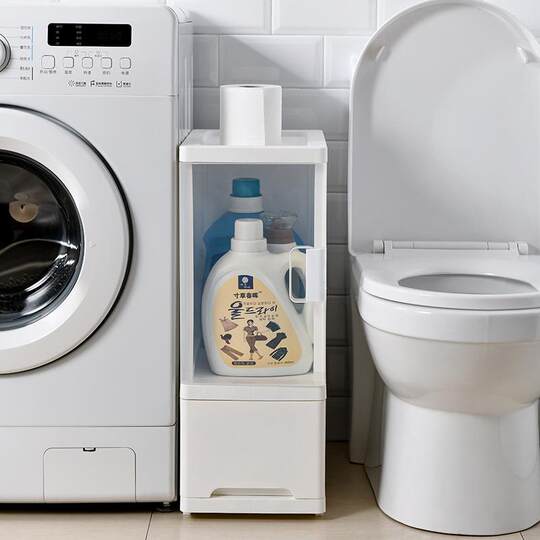 24cm Storage-Type Gap Cabinet for Bathroom, Ultra-Narrow Plastic Cabinet for Kitchen and Balcony, Drawer Gap Box Storage Rack