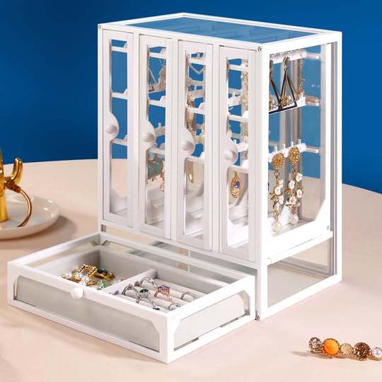 Ins Simple Jewelry Storage Box Earrings Necklace Ear Studs Ring Jewelry Hanger Dust-Proof Jewelry Box Multi-Layer High-End