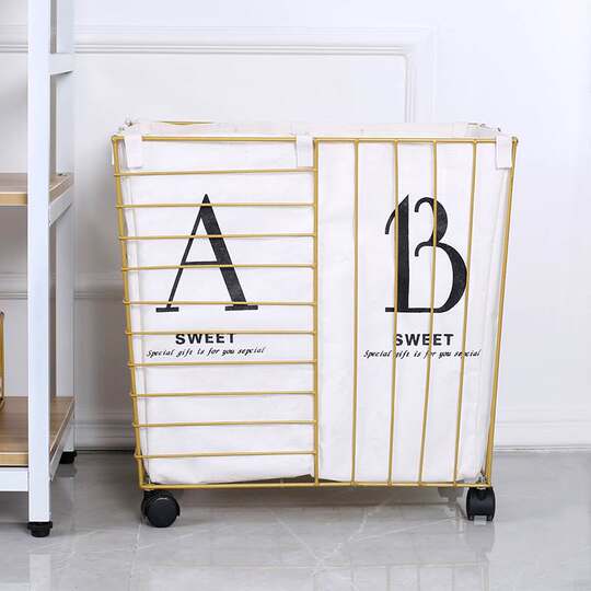 Dirty Laundry Basket, Categorized Laundry Hamper, Storage Basket for Clothes, Iron Art Nordic Style Clothing and Toy Storage Basket