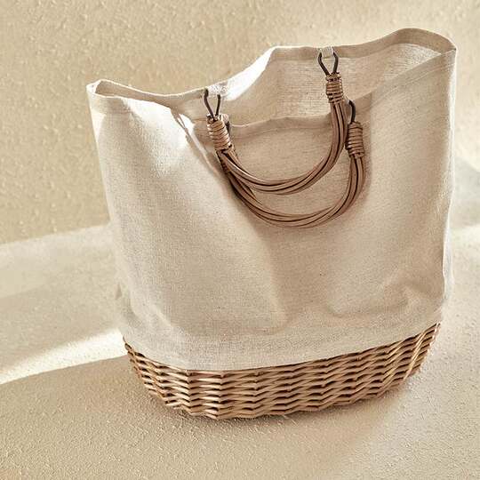 Shangxuan Home Wicker and Rattan Handbag Shopping Basket Women's Bag Woven Handbag Flower Basket Flower Picking Basket
