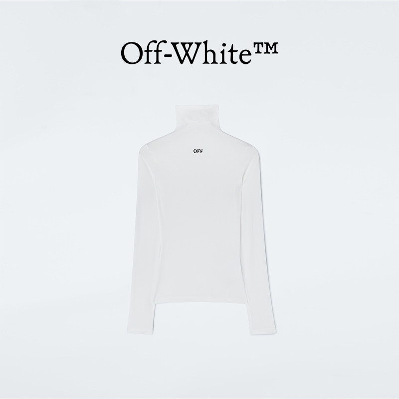 OFF - White Classic OFF logo long - sleeved fit high - collar T - shirt
