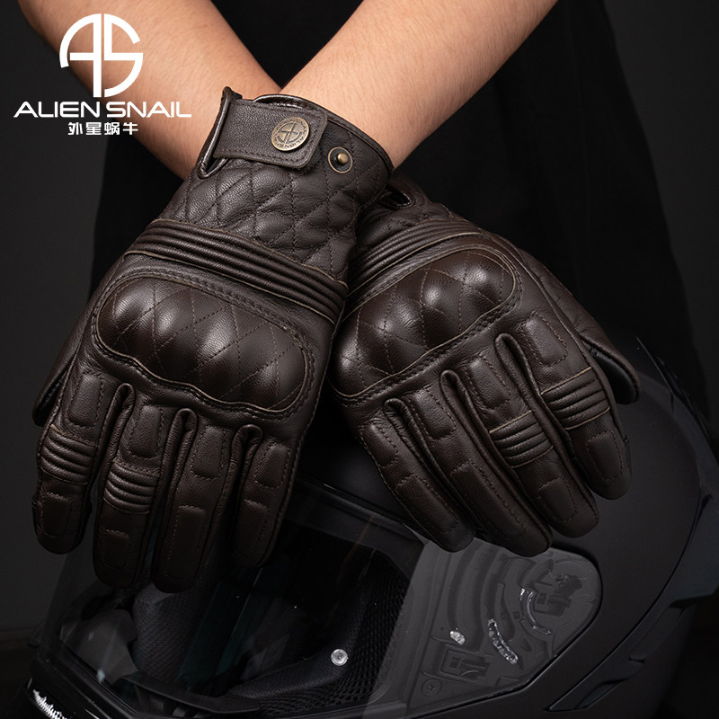 Alien Snail V9 Motorcycle Gloves Female Autumn Winter Men's Riding Leather Gloves Windproof Warm V10 Locomotive AT95-Taobao