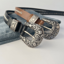 Japan FC retro rivet trendy womens belt leather with casual pants and jeans womens punk style belt