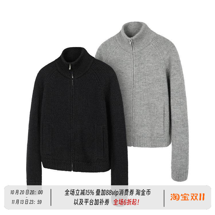 New Decay 24Fw 100% Wool Half-Turtleneck Zipper Casual Autumn and Winter Commuting Sweater Jacket Top for Men