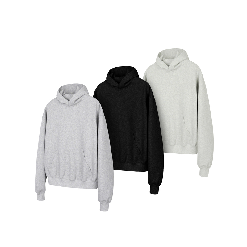 New Decay 24Fw High-Density Double-Sided Fabric Basic Solid Color Hooded Sweatshirt Loose Hoodie for Men Boxy Fit