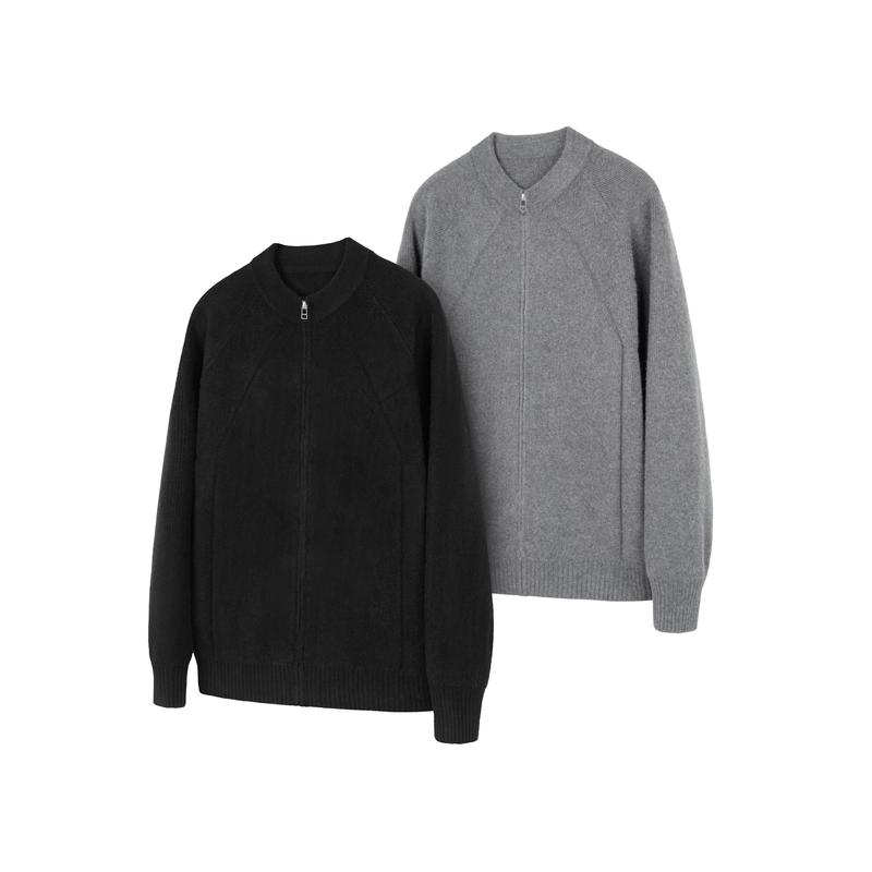 Newdecay 24Fw Double-Strand 48-Count Round-Neck Zipper Sweater Jacket with a Lazy Vibe, Knitted Cardigan for Layering Newdecay 24Fw Double-Strand 48-Count Round-Neck Zipper Sweater Jacket with a Lazy Vibe, Knitted Cardigan for Layering