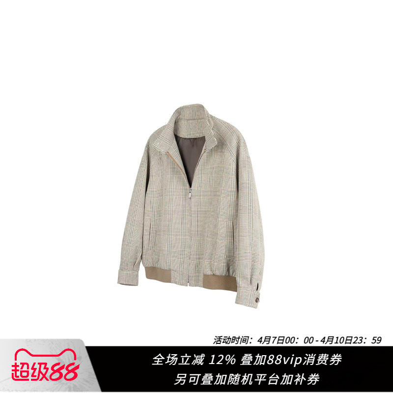 Новый повседневный короткий широкий жакет в клетку Harrington Decay 24FW "Принц Уэльский” в клетку Harrington