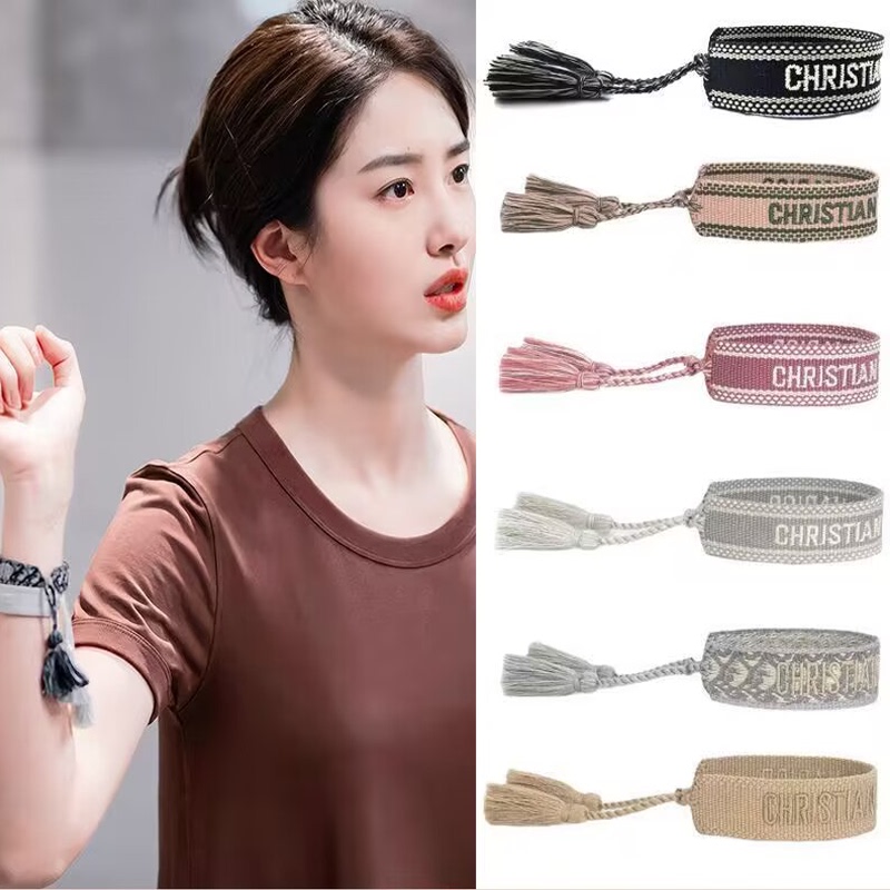 European and American Tassel Embroidered Letter Bracelet Woven Embroidery Trendy Ode to Joy Lucy Style Bracelet for Women