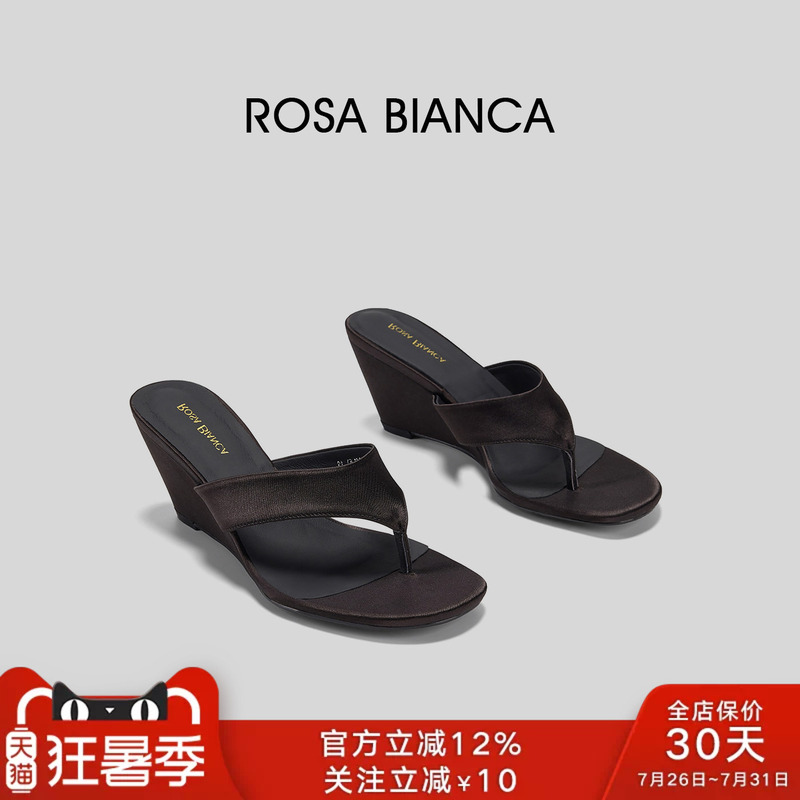 Rosabianca Wedge Heel Sheep Leather Flip-Flops for Women