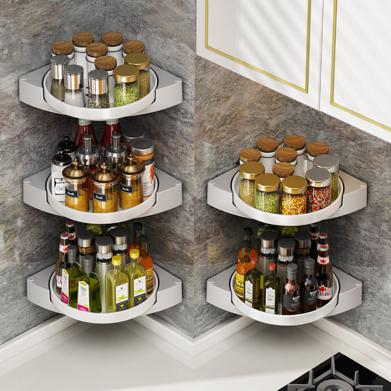 Free Punch Bathroom Triangle Shelve Toilet Toilet Toilet Wash Terrace Wall-mounted Corner Basket Shower Room Corner Swivel Rack-Taobao