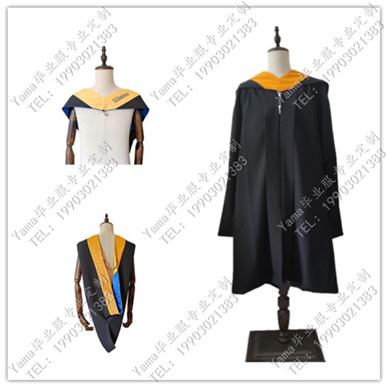 UCSD美国硕士学位服全套 含刺绣定制博士袍与标准学士服 含流苏帽款