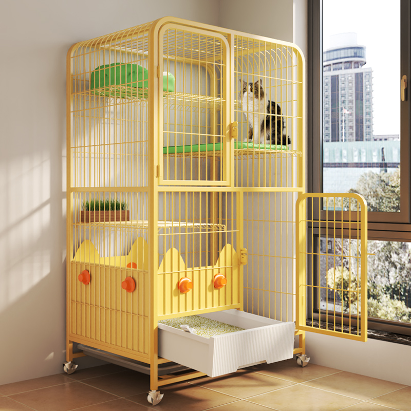 猫ケージと猫トイレボックスが一体化した家庭用屋内大型自由空間猫ヴィラトイレ付きスペースを占有しない猫ハウス