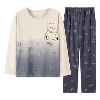 亲子装睡衣春秋长袖纯棉薄款一家三口套装男孩女童宝宝儿童家居服