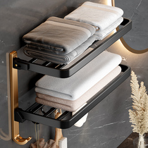 Bathroom wool towel rack free of punch toilet light lavish double layer wall-mounted bath towels Shelf Contained Bathroom Pendant rod