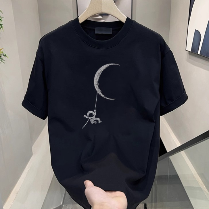 High-Quality Pure Cotton Short-Sleeved T-Shirt for Men, New Summer Style, American Style, Cool and Trendy Brand, Loose and Versatile Half-Sleeved T-Shirt Top