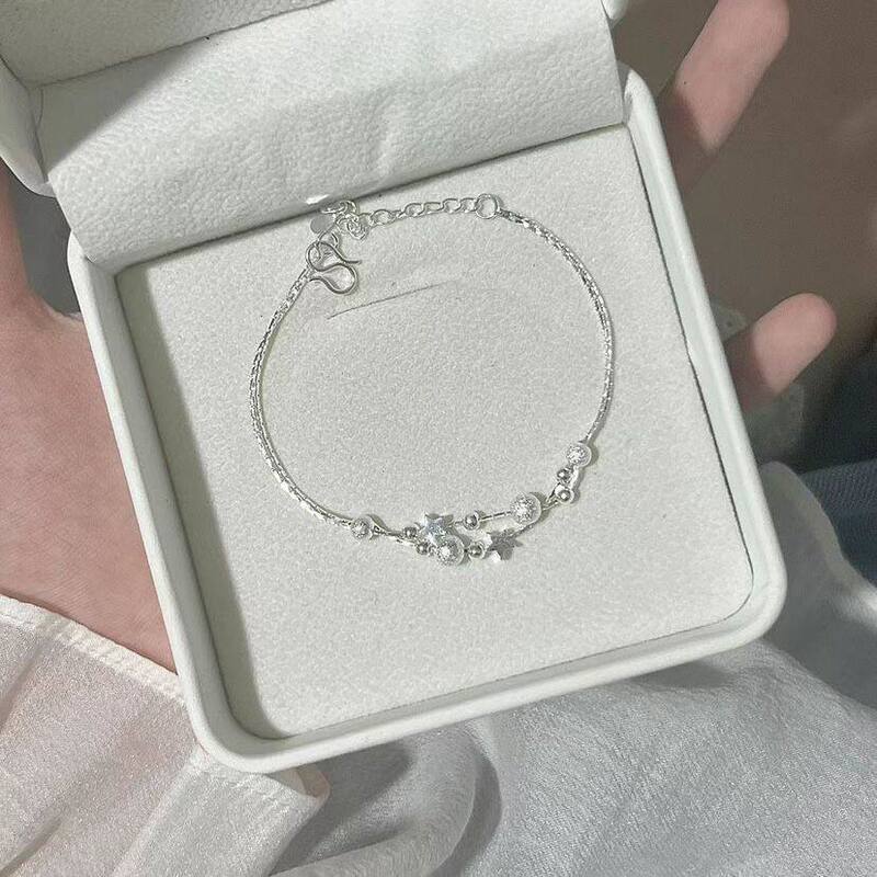 Milk-Colored Frosted Star Bracelet with Niche Design, Double-Layered Fashionable Round Beads, Non-Fading, Gift for Best Friend or Girlfriend for Holidays