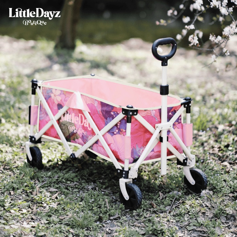 Outdoor Four-Wheel Collapsible Flower Arrangement Designer Children's Handcart Camping Cart Portable Folding Small Trailer