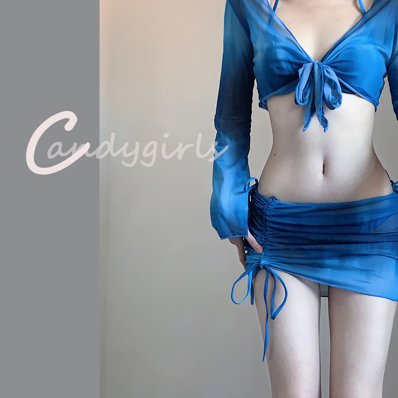 Candygirls ビキニ 水着 レディース 新品 4点セット 貧乳 スチールサポート 高級 スプリット水着 温泉