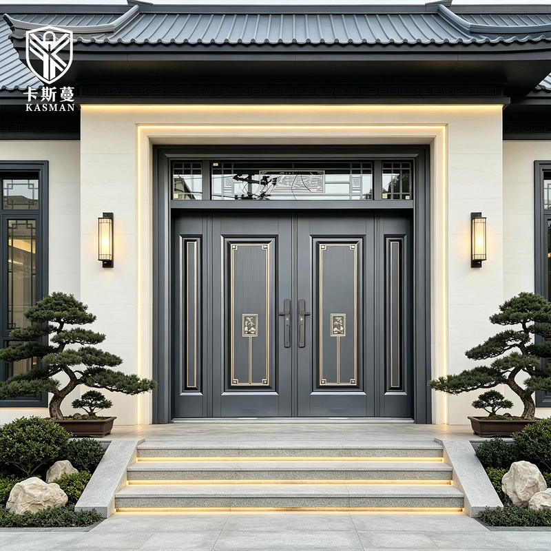 Villa Double-Door Zinc-Magnesium Alloy Copper-Imitation Entrance Door, Rural Self-Built House Entrance Door, Four-Way Opening Door, Courtyard Door Villa Double-Door Zinc-Magnesium Alloy Copper-Imitation Entrance Door, Rural Self-Built House Entrance Door, Four-Way Opening Door, Courtyard Door