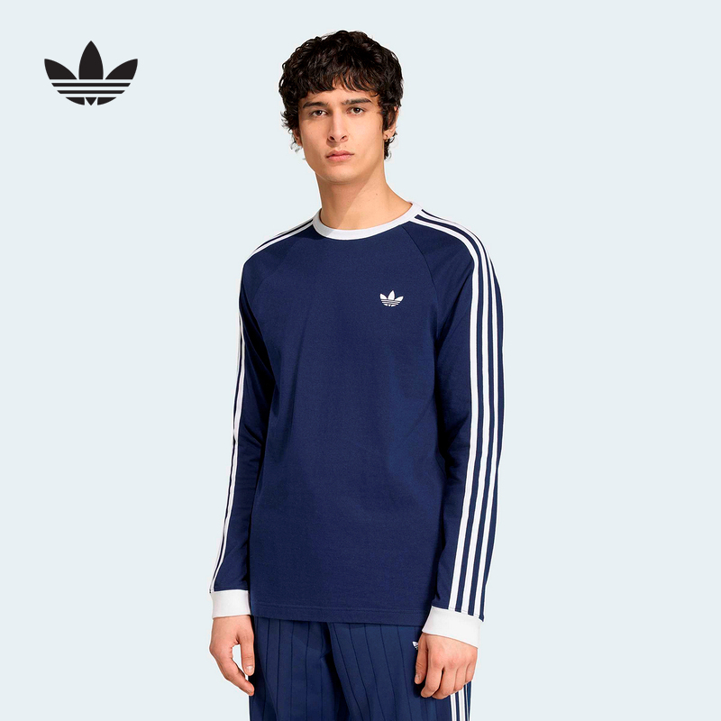 Adidas Adidas Trefoil 26 Autumn Men's Three-Stripe Casual Style Pure Cotton Round Neck Long Sleeve T-Shirt Kt5066