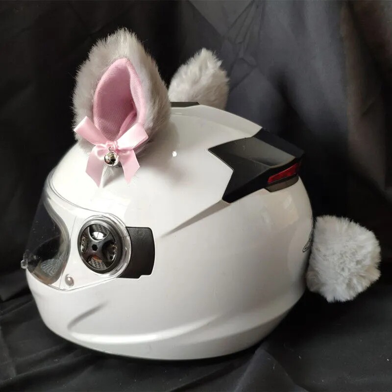 Locomotive Decoration Ears Cute Electric Car Female Rider Plush Accessories Detachable Cat Ear Safety Helmet Adornment
