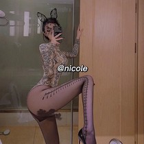 Ruler silk stocking with scales with black silk JK paired with bottom sock one-piece Sox Sox black Alphabet Scales