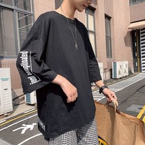 ins long sleeves 7 Sleeves T Shirt Male Loose 70% Sleeves Summer 100 Hitch Handsome Gas Harbor Craze 90% Short Sleeve Blouse
