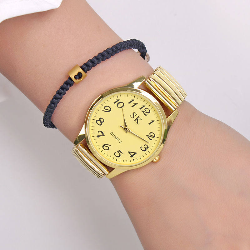 Big Digital Seniors Waterproof luminous elastic band Watches Dad Mom and Men's Couple A couple of middle aged full steel