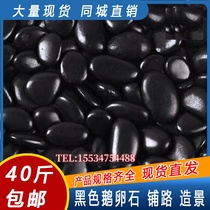 Hebei black pebbles large and small black stone courtyard paving paving landscaping natural rain flower stone raw stone cobblestone