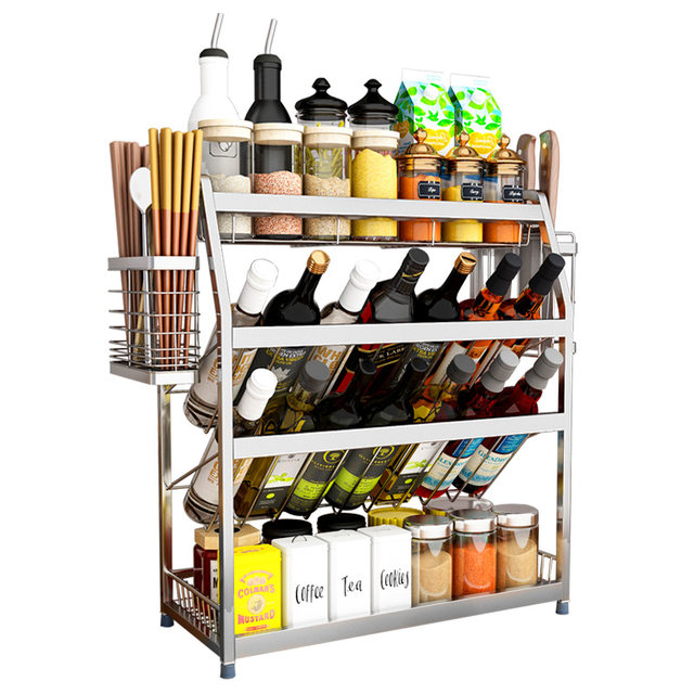 304 stainless steel kitchen condiment rack countertop knife holder kitchen utensils storage rack multi-functional seasoning rack