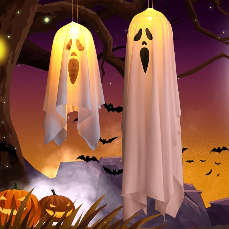 Halloween decorations, spooky ghost pumpkin lanterns, bar party decorations, haunted house, escape room glowing pendants