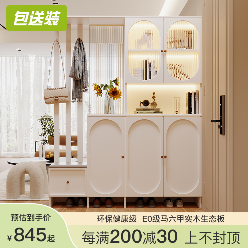 Cream Wind Guan Guan Cabinet Living Room Partition Cabinet Shoes Cabinet Integrated Screen Cabinet With Mirror Home small outdoor room cabinet-Taobao