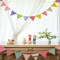 Korean version of Love wave point triangle flag flag party decoration shooting props 12 flag rope set