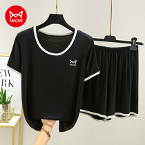 Cat person Modale sleepwear suit woman Xia big code 2023 new extras for home wear short sleeve shorts Two sets