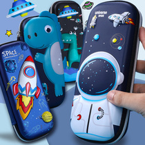 Black Tech Net Red Lead Pencil Case Boy Elementary Students 1st Grade Exclusive Zipper 3D Solid Dinosaur Pattern Pencil Case