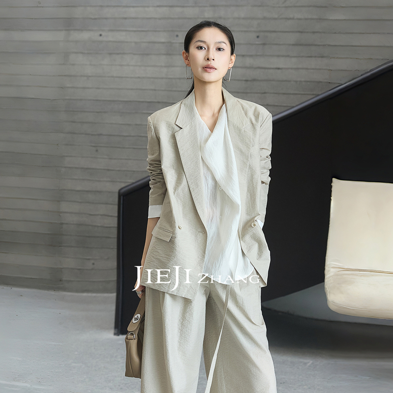 Zhang Qi Jieji Zhang【Soft Wood Breeze】Autumn Lyocell Suit Set, Lazy Style, Color-Block Two-Piece Set Zhang Qi Jieji Zhang【Soft Wood Breeze】Autumn Lyocell Suit Set, Lazy Style, Color-Block Two-Piece Set