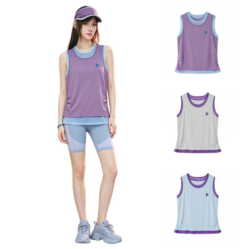 Ss1 Energy Warehouse-267 Contrasting Color Quick-Drying Mesh Splicing Fake Two-Piece Vest Running Fitness Sleeveless T-Shirt