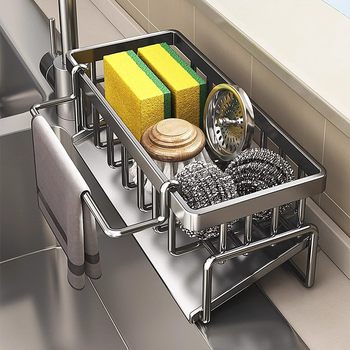 Kitchen storage rack rag storage drainage